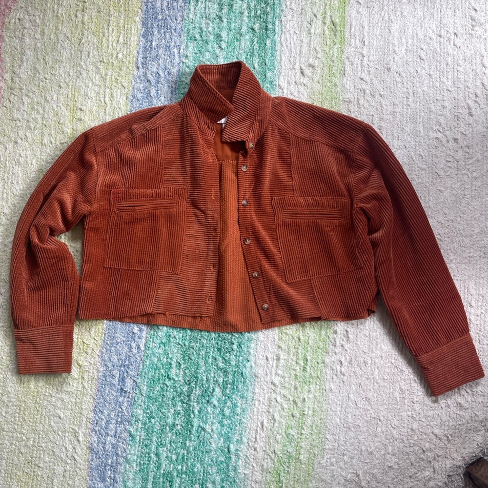 BDG Burnt Orange Cropped Corduroy Shacket